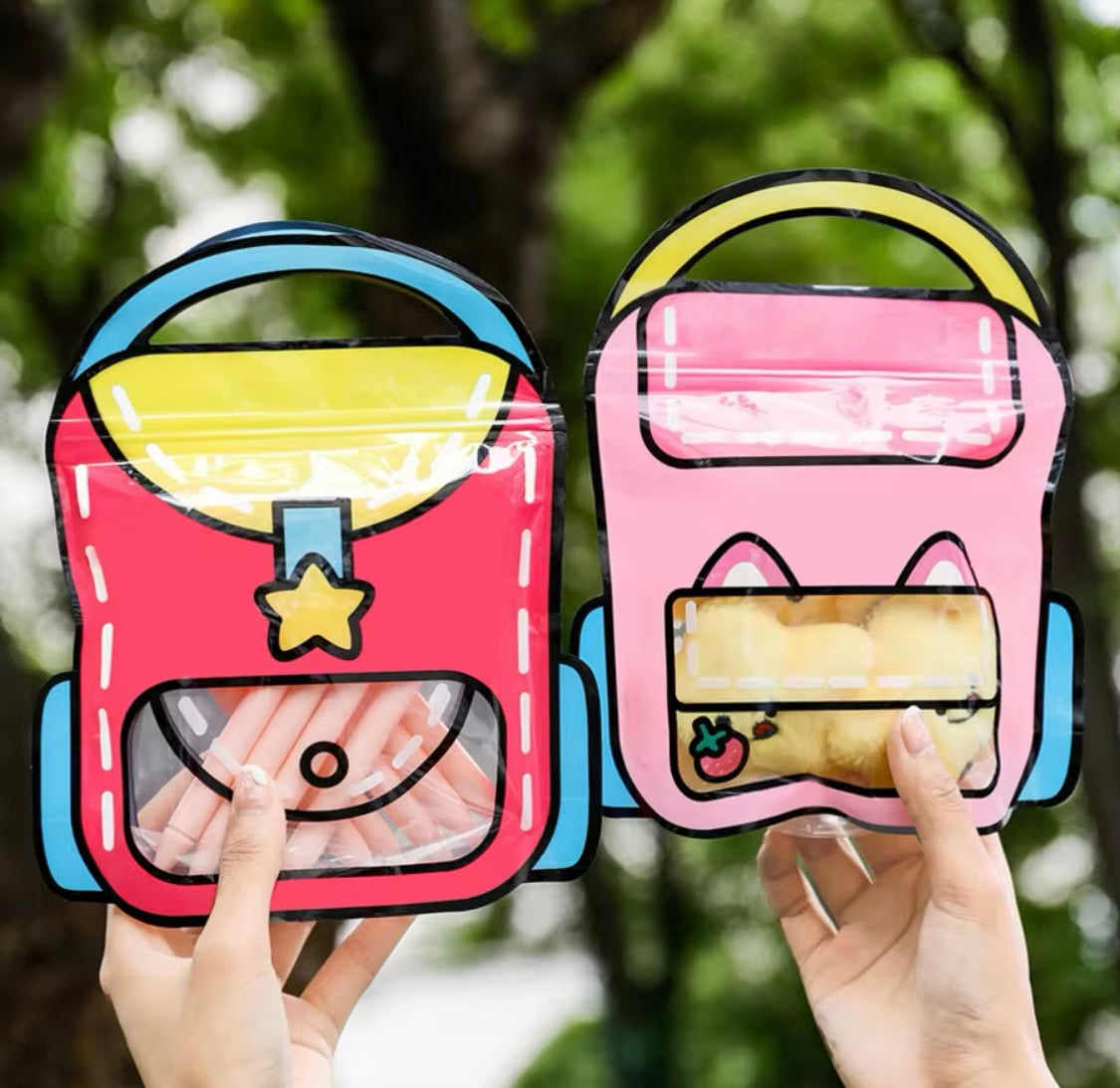 Set Of 4 Zip Lock Bag, Kids School Bag Shape Packing Bag, Cartoon Candy Cookie Bag Set Of 4 Zip Lock Bag, Kids School Bag Shape Packing Bag, Cartoon Candy Cookie Bag